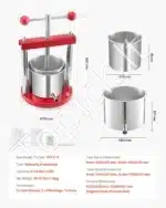 1,65 litro rankinis vaisių ir vyno presas su nerūdijančio plieno krepšiu - Image 7