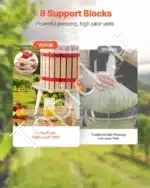 18 litrų rankinis vaisių ir vyno presas su mediniu krepšiu - Image 2