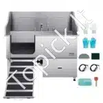 Vonia šunims iš nerūdijančio plieno su laiptais ir kairiosiomis durelėmis (1550 x 790 x 1470 mm) - Image 9