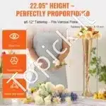 2 vnt modernūs auksiniai gėlių stovai – vazos vestuvėms - Image 3