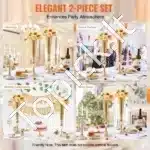 2 vnt modernūs auksiniai gėlių stovai – vazos vestuvėms - Image 5