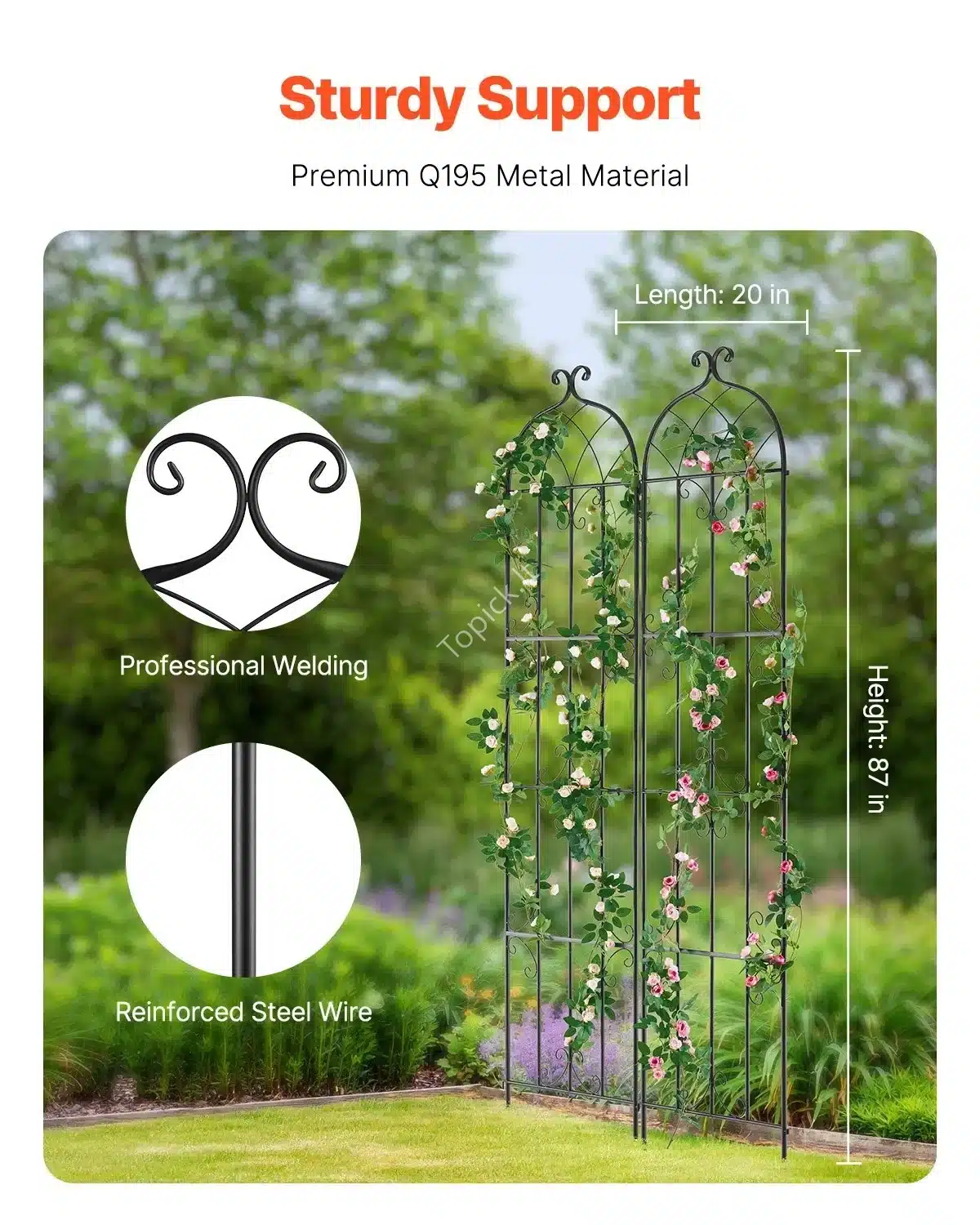 2 vnt. patvarus metalinis vijoklių rėmas – 51 × 220 cm (Q195 plienas) (1) 2 vnt. patvarus metalinis vijoklių rėmas – 51 × 220 cm (Q195 plienas) - Image 2