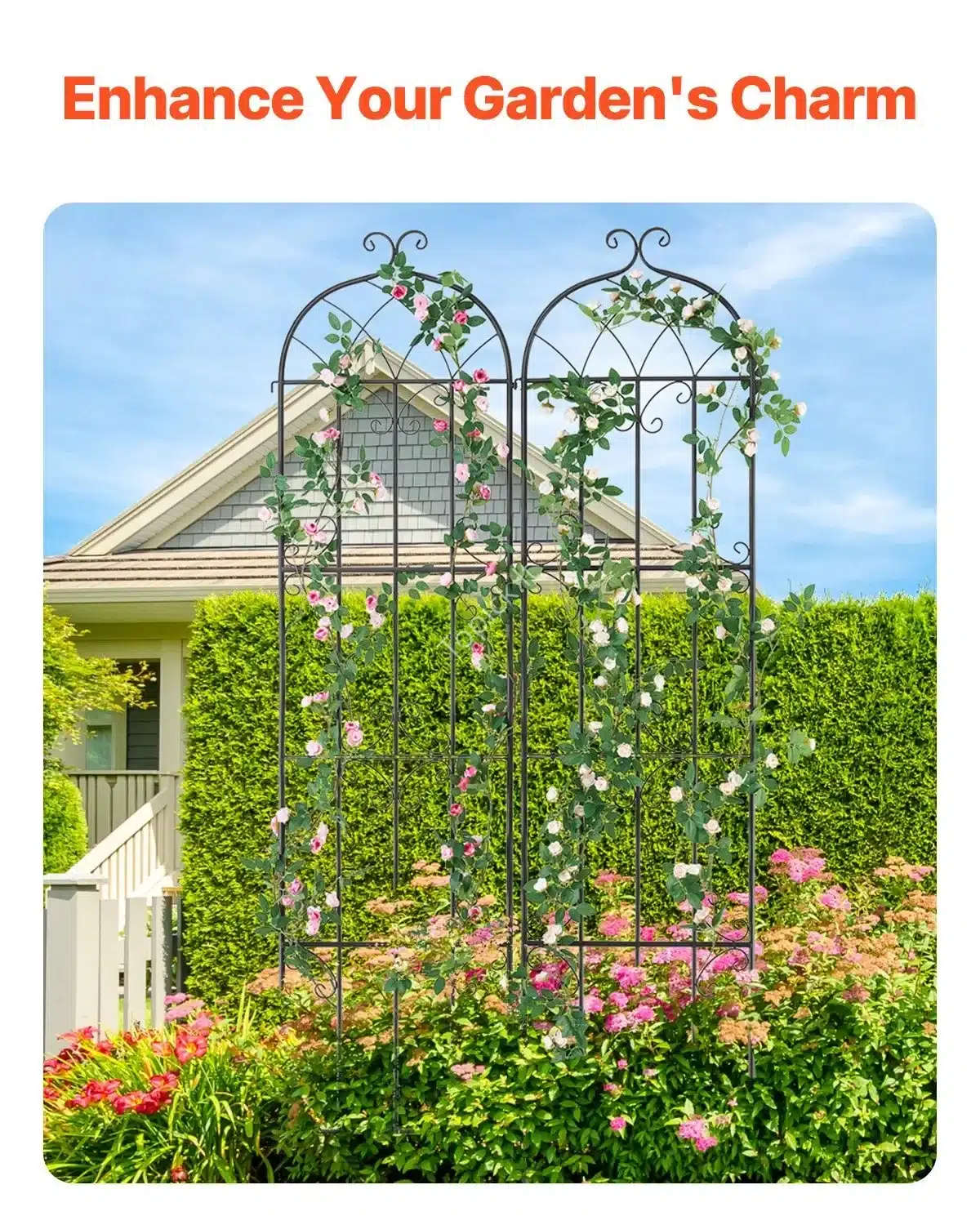 2 vnt. patvarus metalinis vijoklių rėmas – 51 × 220 cm (Q195 plienas) (2) 2 vnt. patvarus metalinis vijoklių rėmas – 51 × 220 cm (Q195 plienas) - Image 3