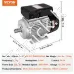 2,2 kW 2800 RPM vienfazis AC variklis – 220–240 V, 13,8 A, 90L B3 rėmas, 24 mm velenas - Image 3