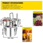 Įvairių stipriųjų gėrimų ir vandens distiliatorius - 20 L – Profesionali nerūdijančio plieno ir vario sistema - Image 5