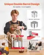 3 litrų rankinis vaisių ir vyno presas su nerūdijančio plieno krepšiu - Image 5