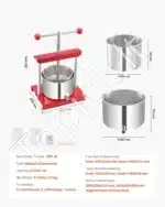 3 litrų rankinis vaisių ir vyno presas su nerūdijančio plieno krepšiu - Image 7