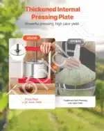 3 litrų rankinis vaisių ir vyno presas su nerūdijančio plieno krepšiu - Image 2