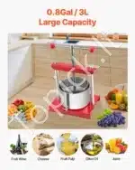 3 litrų rankinis vaisių ir vyno presas su nerūdijančio plieno krepšiu - Image 3