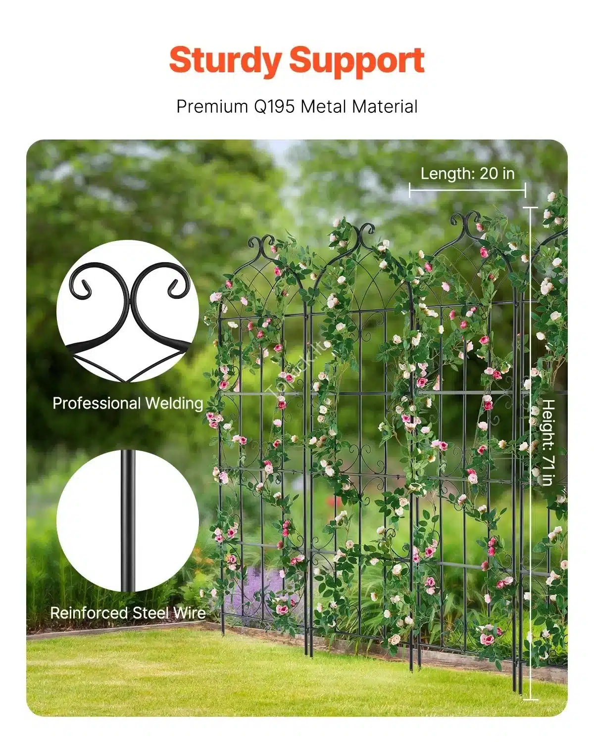 4 vnt. metalinės sodo grotelės – 51 × 180 cm (Q195 plienas) (6) 4 vnt. metalinės sodo grotelės – 51 × 180 cm (Q195 plienas) - Image 2