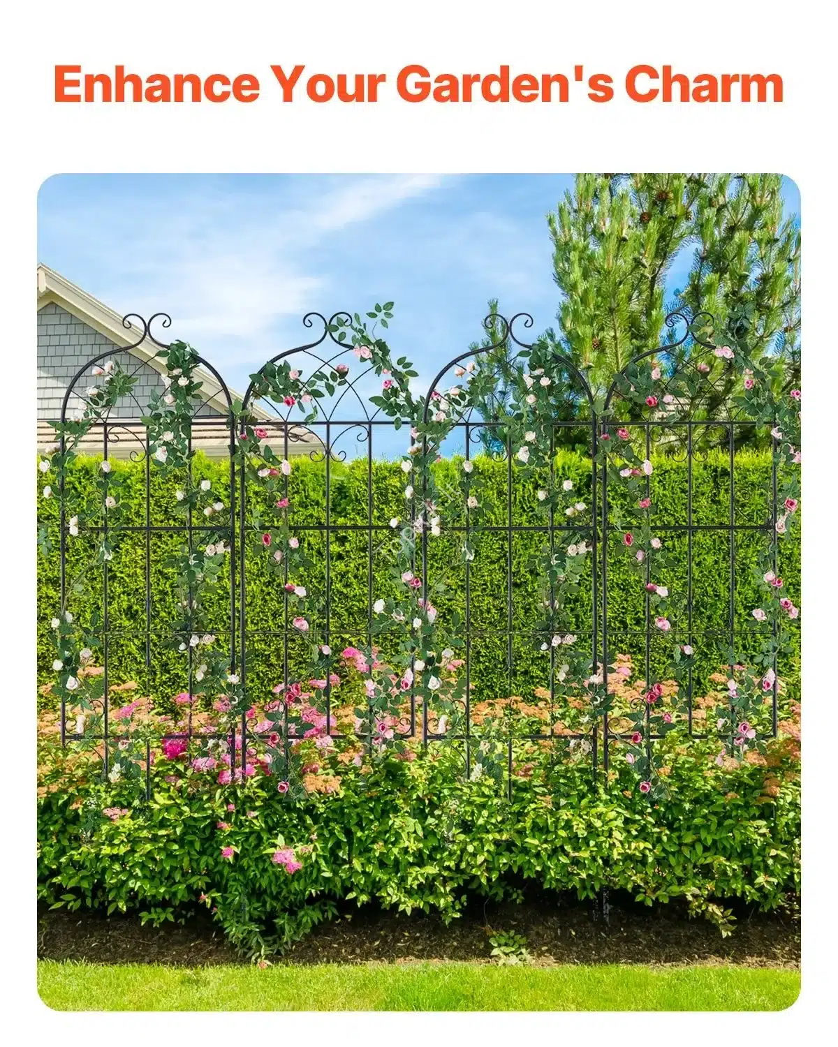 4 vnt. metalinės sodo grotelės – 51 × 180 cm (Q195 plienas) (7) 4 vnt. metalinės sodo grotelės – 51 × 180 cm (Q195 plienas) - Image 3