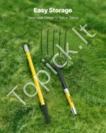 5 dantų komposto ir šieno šakė su stiklo pluošto kotu – 145 cm ilgio - Image 4