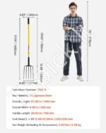 5 dantų komposto ir šieno šakė su stiklo pluošto kotu – 145 cm ilgio - Image 7