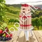 6 litrų rankinis vaisių ir vyno presas su mediniu krepšiu - Image 5