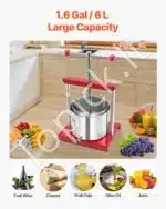 6 litrų rankinis vaisių ir vyno presas su nerūdijančio plieno krepšiu - Image 3