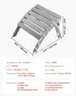 Adirondack kojų atrama, 54,7 x 48 x 37,7 cm, pilka - Image 2