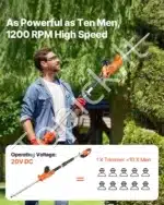 Akumuliatorinės gyvatvorių žirklės su 51 cm ašmenimis, 1200 aps./min. - Image 3