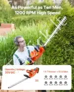 Akumuliatorinės gyvatvorių žirklės su 51 cm ašmenimis, 20V - Image 3