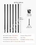 Aliumininiai laiptų balustrai, apvalūs, juodi, 51 vnt. (914 x 19 mm) - Image 7