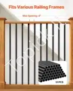 Aliumininiai laiptų balustrai, apvalūs, juodi, 51 vnt. (914 x 19 mm) - Image 4