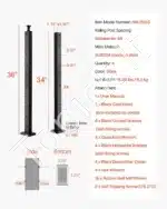 Aliumininiai trosų turėklų stulpai, juodi, 4 vnt. (914 x 25,4 x 50,8 mm) - Image 7