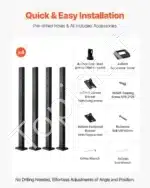 Aliumininiai trosų turėklų stulpai, juodi, 4 vnt. (914 x 25,4 x 50,8 mm) - Image 6