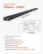 Aliuminio Profilis 2040 – Linijinis Bėgis (5 vnt. komplektas) - Image 7
