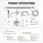 Ant grindų statomas vonios maišytuvas su dušeliu, 6.1 L/min - Image 6