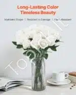 Baltos dirbtinės rožės, 60 vnt. - Image 3