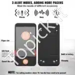 Belaidis restorano kvietimų signalas su 20 klientų kvietimo įrenginiais | Vibracija & LED indikatorius | 400 m diapazonas - Image 4