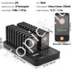 Belaidis restorano kvietimų signalas su 20 klientų kvietimo įrenginiais | Vibracija & LED indikatorius | 400 m diapazonas - Image 7