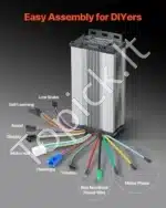 Bešepetėlis 1000 W 48V elektrinio dviračio konversijos rinkinys – 26" priekinis ratas, 420 aps./min, 650 mm - Image 4