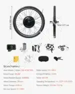 Bešepetėlis 1000 W 48V elektrinio dviračio konversijos rinkinys – 26" priekinis ratas, 420 aps./min, 650 mm - Image 3