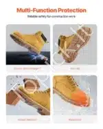 Darbo batai su plienine nosele vyrams, atsparūs slydimui, EU 42, geltoni - Image 4