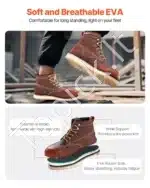 Darbo batai su plienine nosele vyrams, atsparūs slydimui, EU 47 (JAV 13), geltoni - Image 6