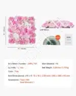 Dirbtinė augalų siena su 3D gėlėmis – 12 dalių rinkinys - Image 7