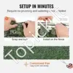 Dirbtinė dekoratyvinė gyvatvorė su gebenės lapais 500×99 cm – ilga ir tanki privatumo sienelė balkonui, terasai ar sodui - Image 4