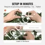 Dirbtinė gebenės gyvatvorė 249×99 cm – dekoratyvinė žalia sienelė balkonui, terasai ar sodui - Image 4