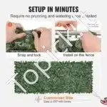 Dirbtinė gebenės gyvatvorė 249×99 cm – žalias privatumo ekranas sodui, kiemui ar balkonui - Image 5