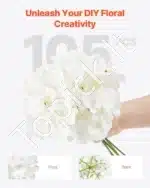 Dirbtinės hortenzijos gėlės 105 vnt., 25 cm, balta - Image 4