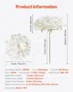 Dirbtinės hortenzijos gėlės 105 vnt., 25 cm, balta - Image 7