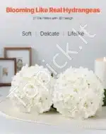 Dirbtinės hortenzijos gėlės 105 vnt., 25 cm, balta - Image 2