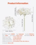 Dirbtinės hortenzijos gėlės – 205 vnt., 25 cm, balta - Image 7