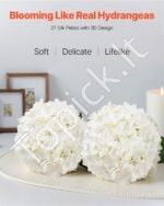 Dirbtinės hortenzijos gėlės – 205 vnt., 25 cm, balta - Image 2