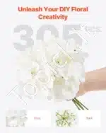 Dirbtinės hortenzijos gėlės – 305 vnt. balta, 25 cm - Image 4