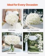 Dirbtinės hortenzijos gėlės – 305 vnt. balta, 25 cm - Image 6