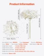 Dirbtinės hortenzijos gėlės – 305 vnt. balta, 25 cm - Image 7