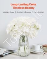 Dirbtinės hortenzijos gėlės – 305 vnt. balta, 25 cm - Image 3