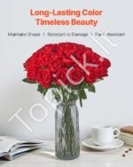 Dirbtinės raudonos rožės – 500 vnt., 7 cm - Image 3