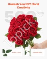 Dirbtinės raudonos rožės – 500 vnt., 7 cm - Image 4